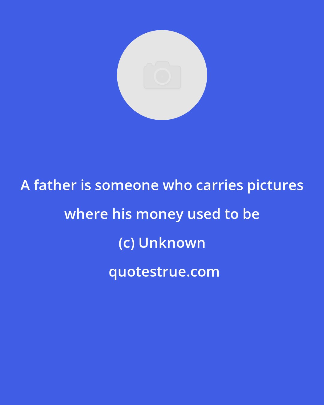 Unknown: A father is someone who carries pictures where his money used to be