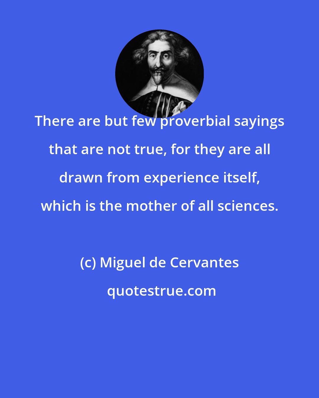 Miguel de Cervantes: There are but few proverbial sayings that are not true, for they are all drawn from experience itself, which is the mother of all sciences.