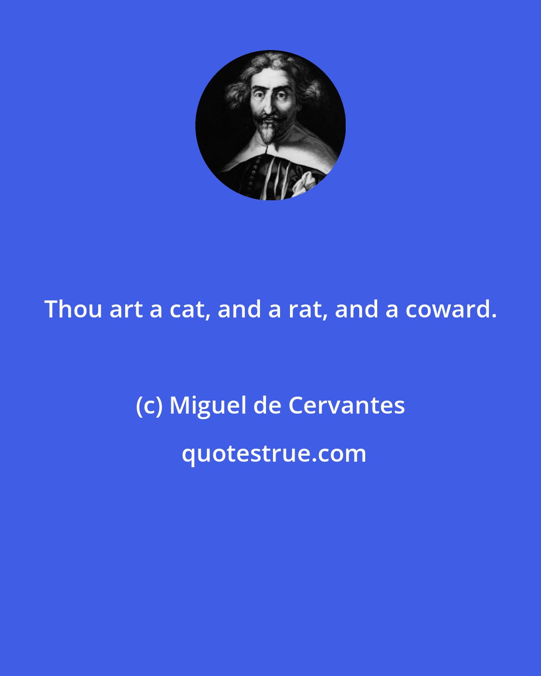 Miguel de Cervantes: Thou art a cat, and a rat, and a coward.