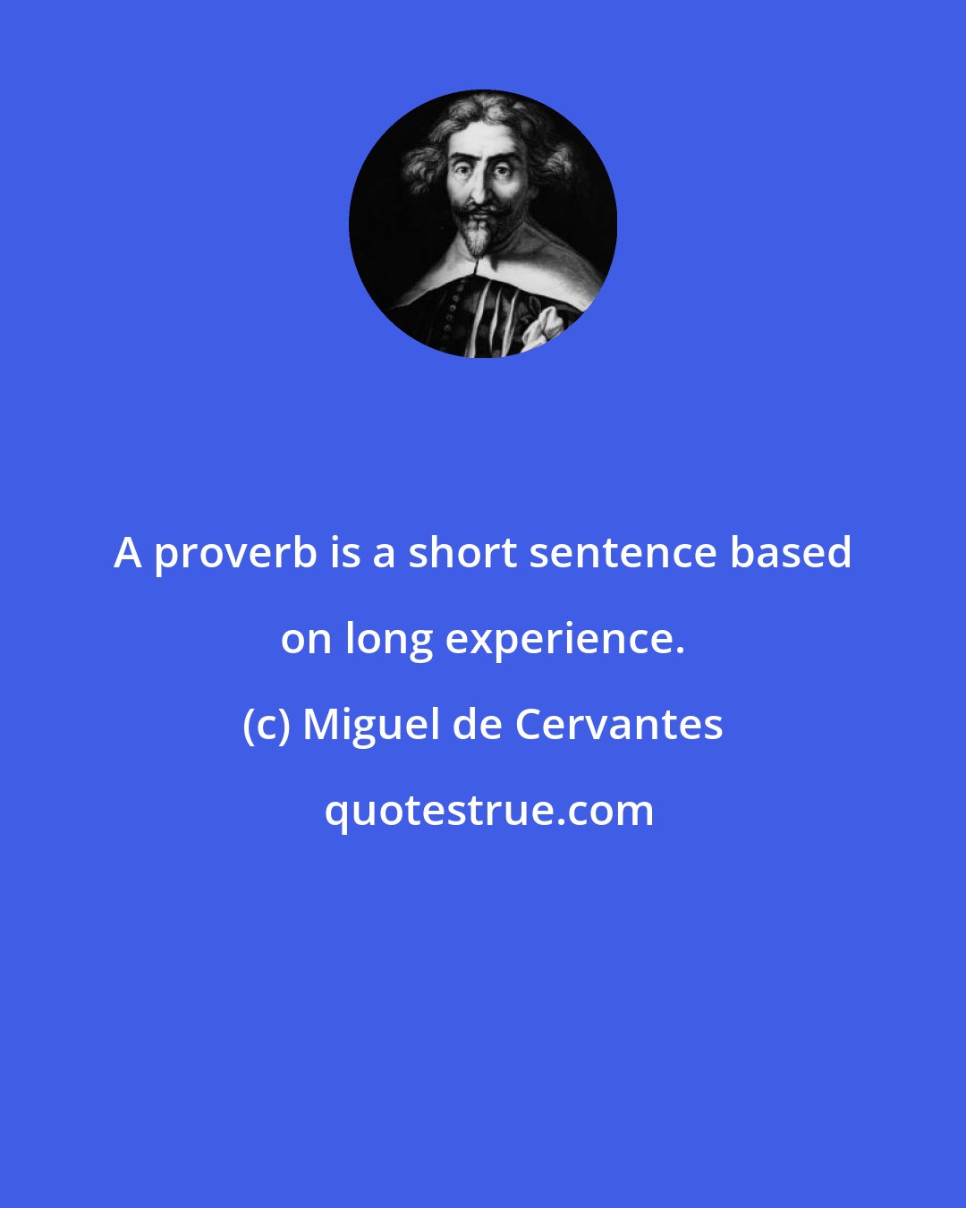 Miguel de Cervantes: A proverb is a short sentence based on long experience.