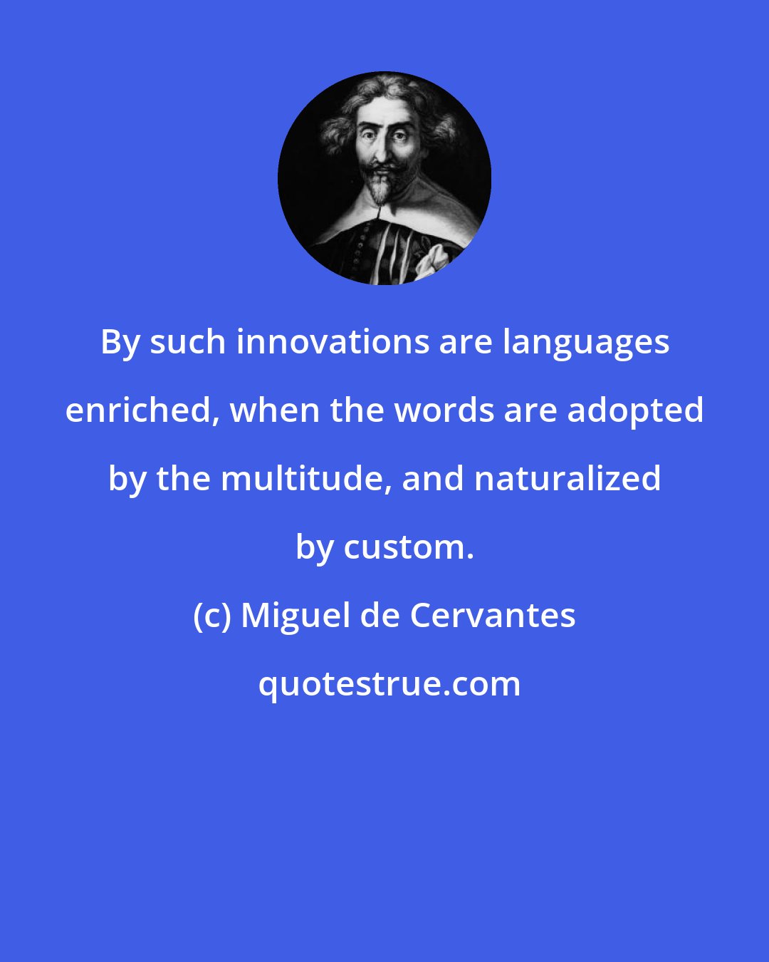 Miguel de Cervantes: By such innovations are languages enriched, when the words are adopted by the multitude, and naturalized by custom.