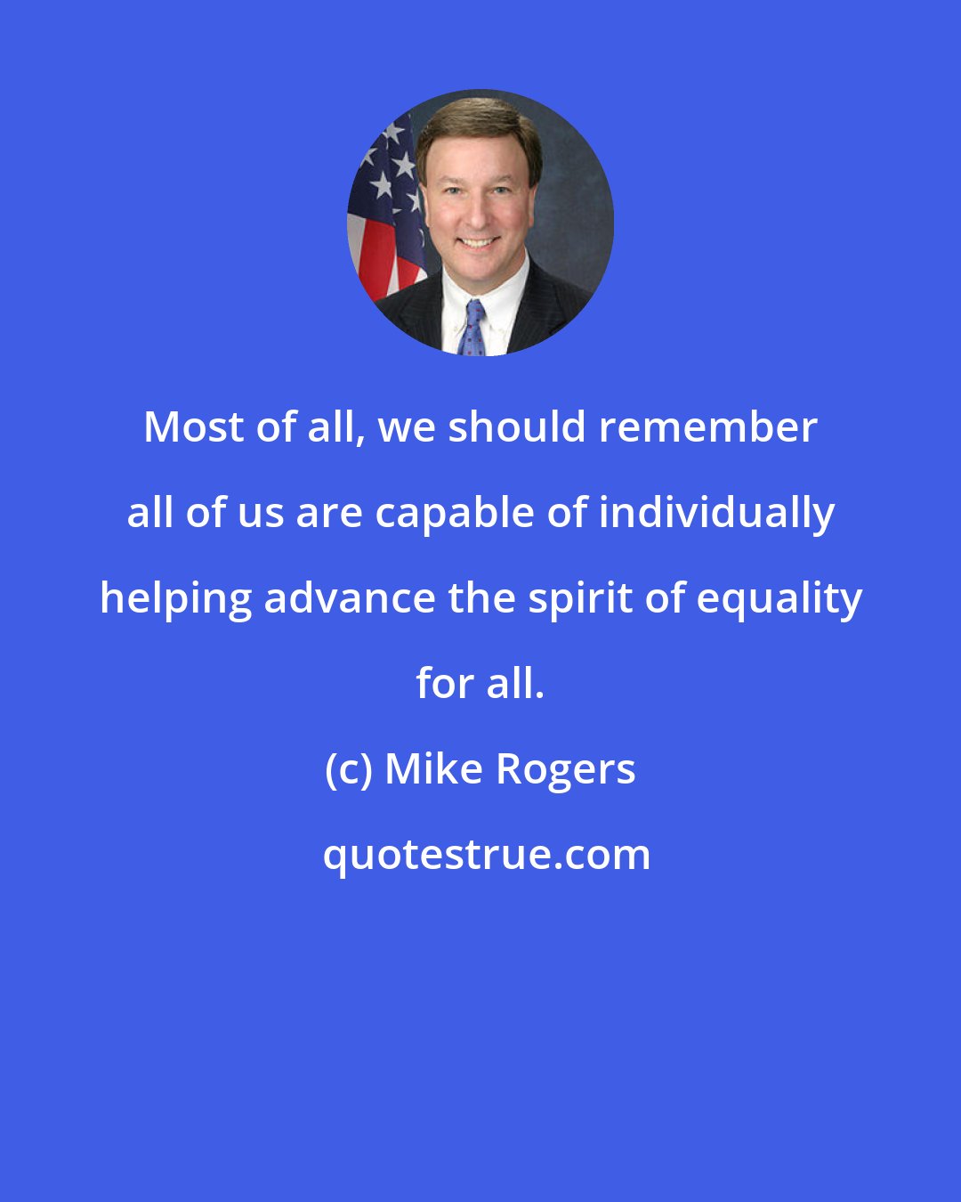 Mike Rogers: Most of all, we should remember all of us are capable of individually helping advance the spirit of equality for all.