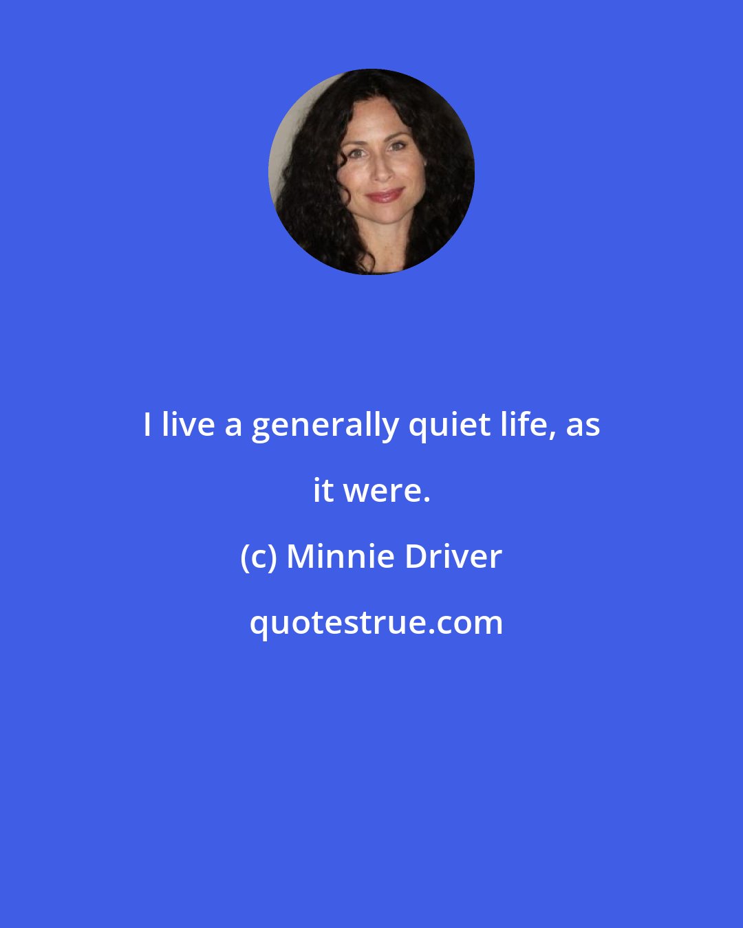 Minnie Driver: I live a generally quiet life, as it were.