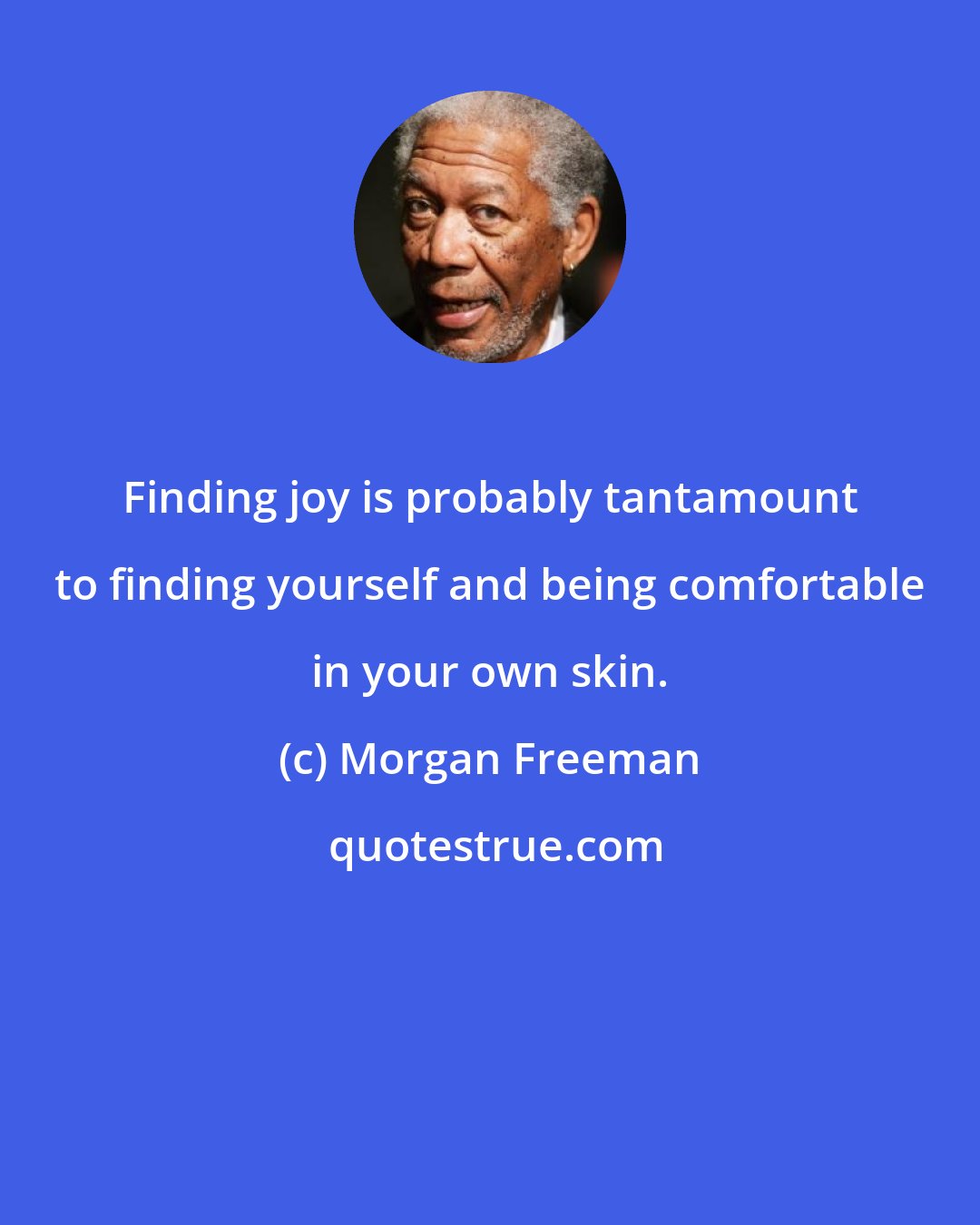 Morgan Freeman: Finding joy is probably tantamount to finding yourself and being comfortable in your own skin.