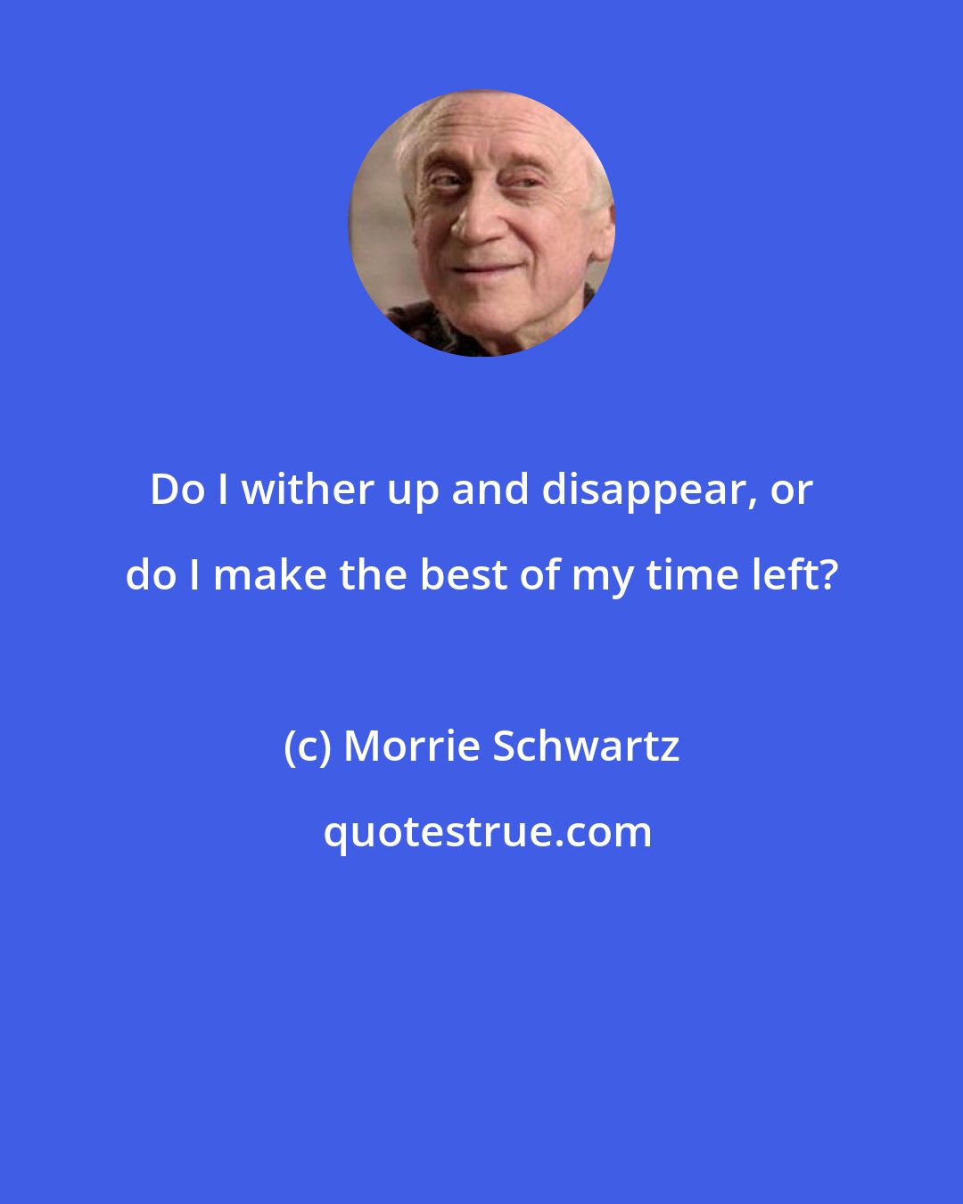 Morrie Schwartz: Do I wither up and disappear, or do I make the best of my time left?