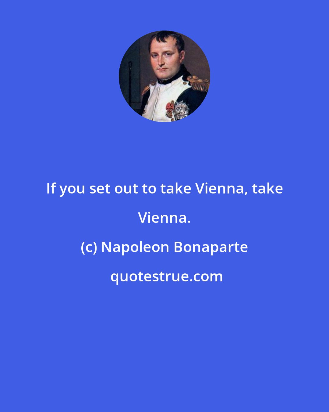 Napoleon Bonaparte: If you set out to take Vienna, take Vienna.