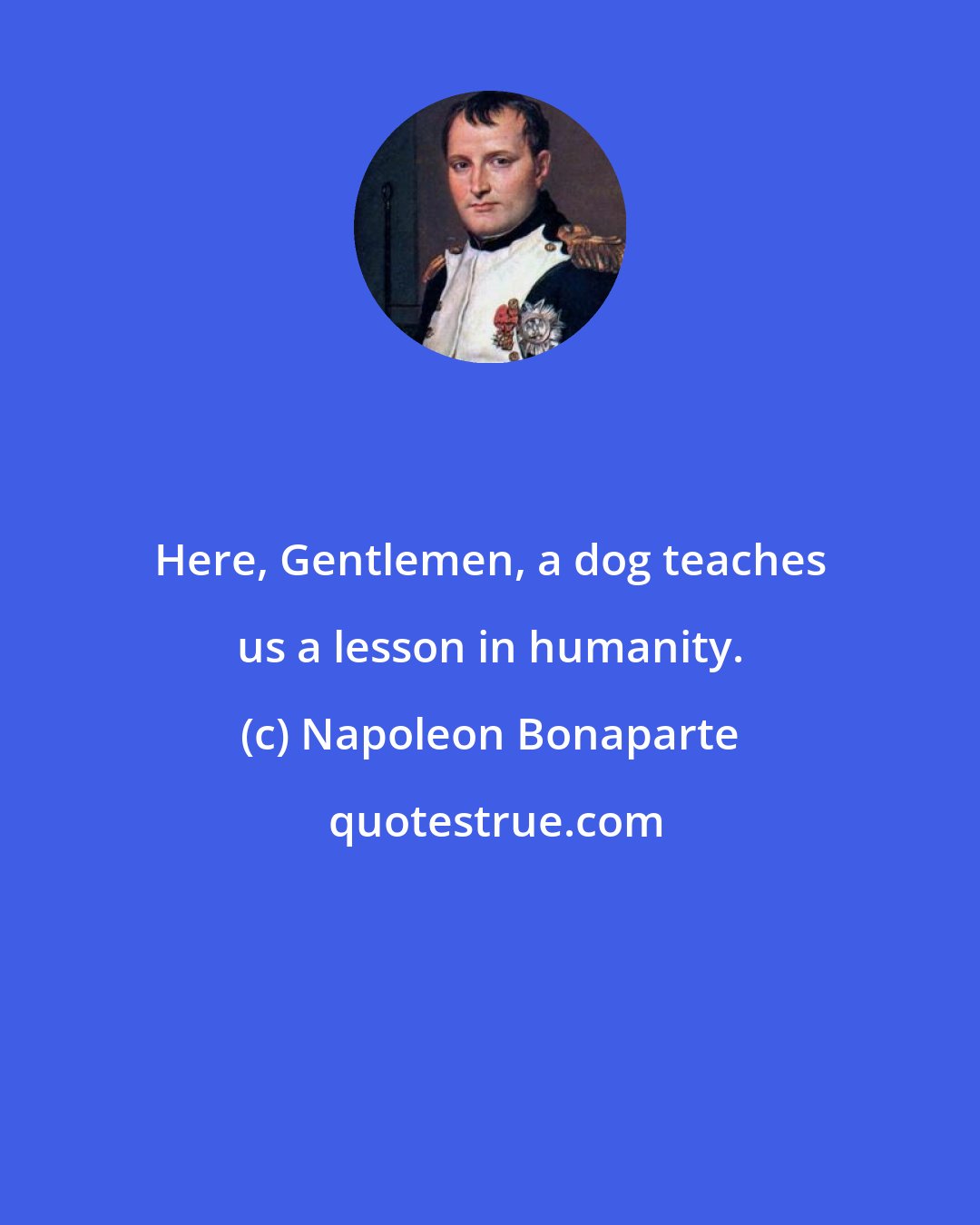 Napoleon Bonaparte: Here, Gentlemen, a dog teaches us a lesson in humanity.