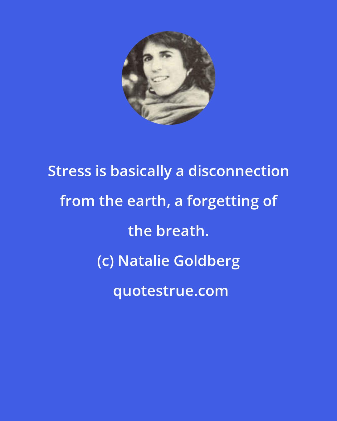 Natalie Goldberg: Stress is basically a disconnection from the earth, a forgetting of the breath.
