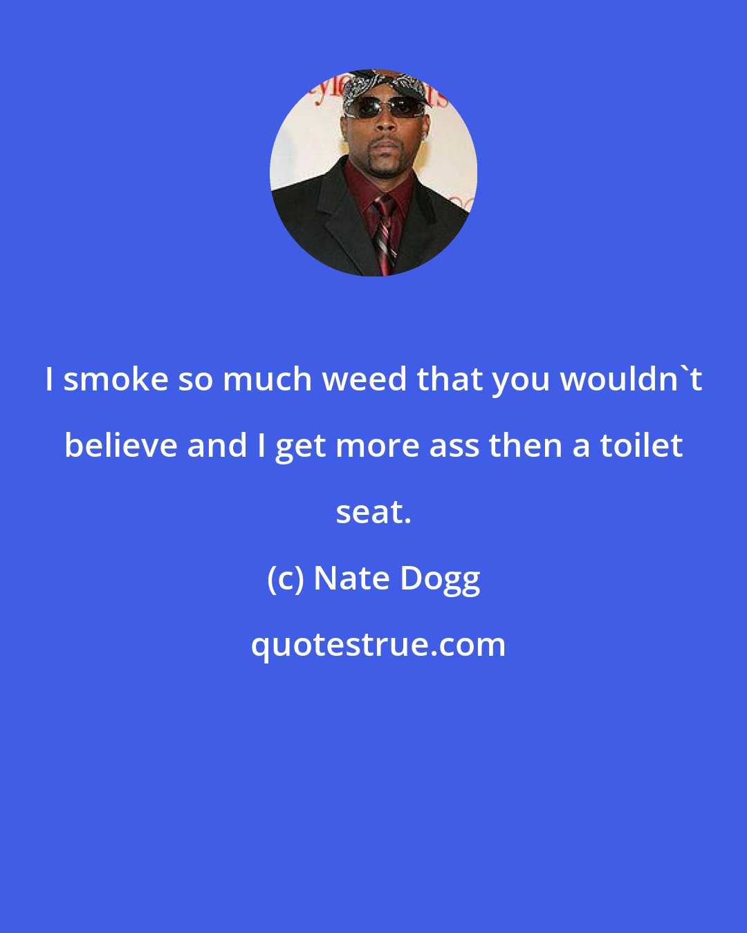 Nate Dogg: I smoke so much weed that you wouldn't believe and I get more ass then a toilet seat.