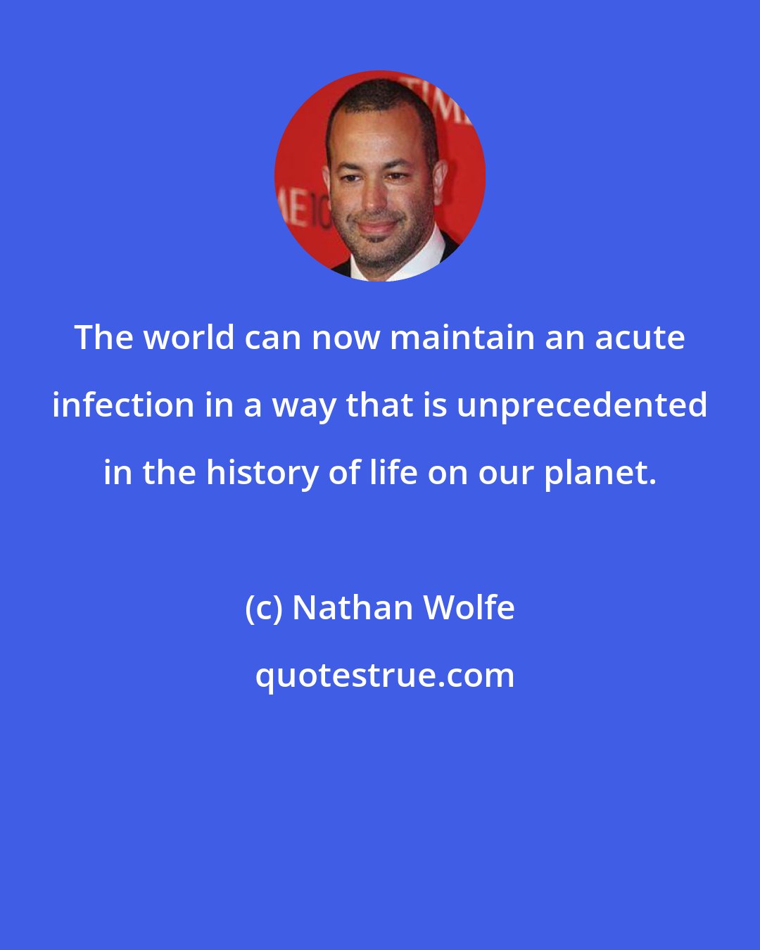 Nathan Wolfe: The world can now maintain an acute infection in a way that is unprecedented in the history of life on our planet.