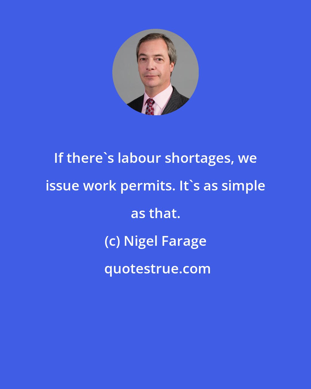 Nigel Farage: If there's labour shortages, we issue work permits. It's as simple as that.