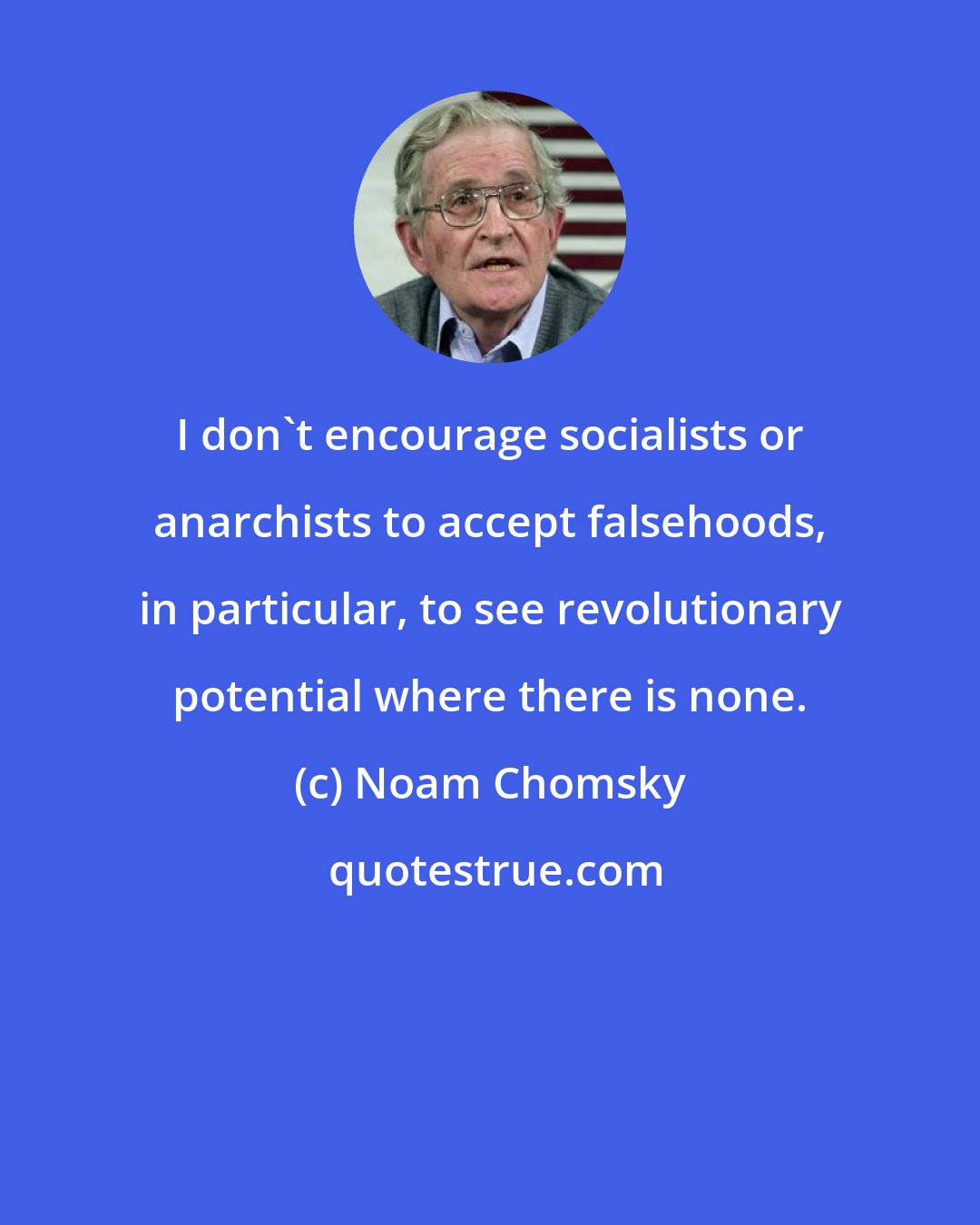 Noam Chomsky: I don't encourage socialists or anarchists to accept falsehoods, in particular, to see revolutionary potential where there is none.