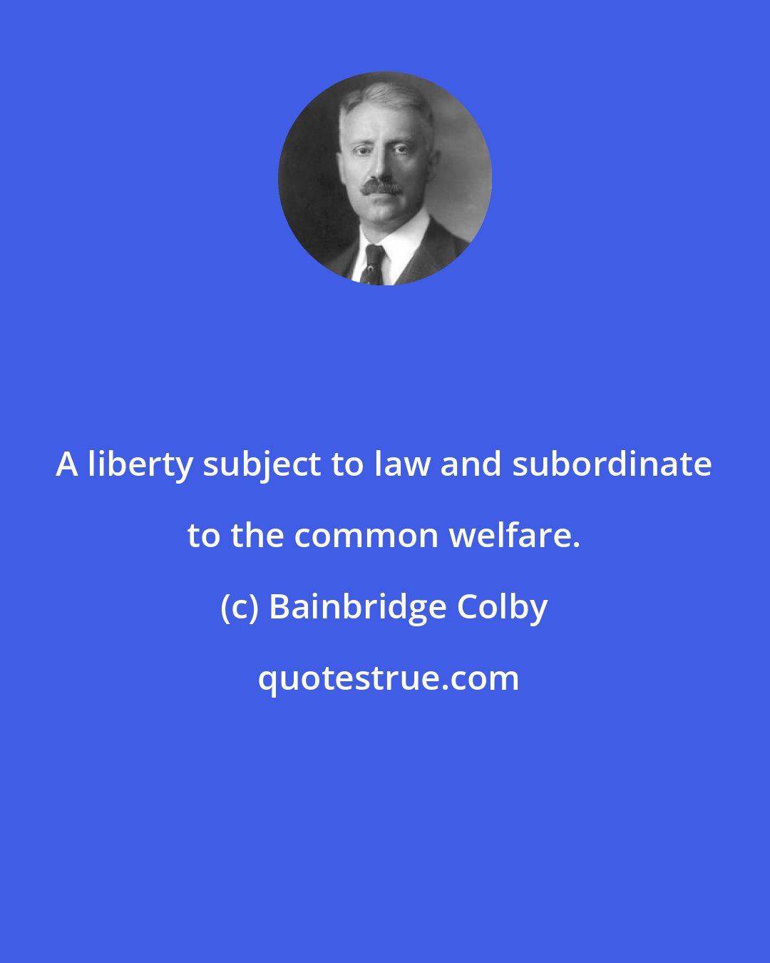 Bainbridge Colby: A liberty subject to law and subordinate to the common welfare.