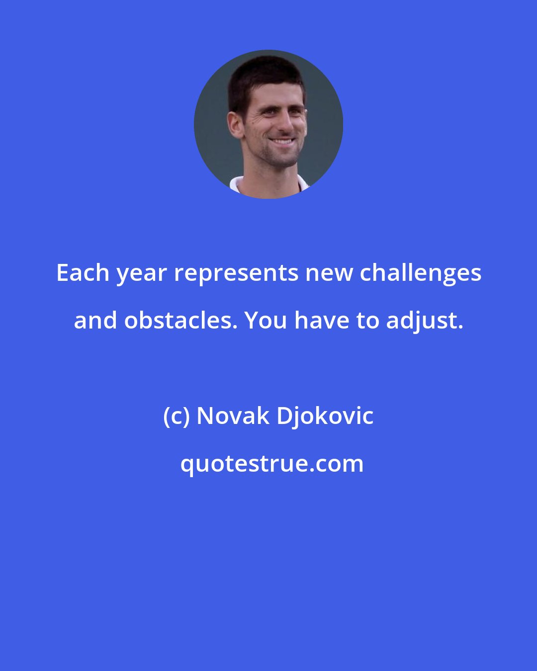 Novak Djokovic: Each year represents new challenges and obstacles. You have to adjust.