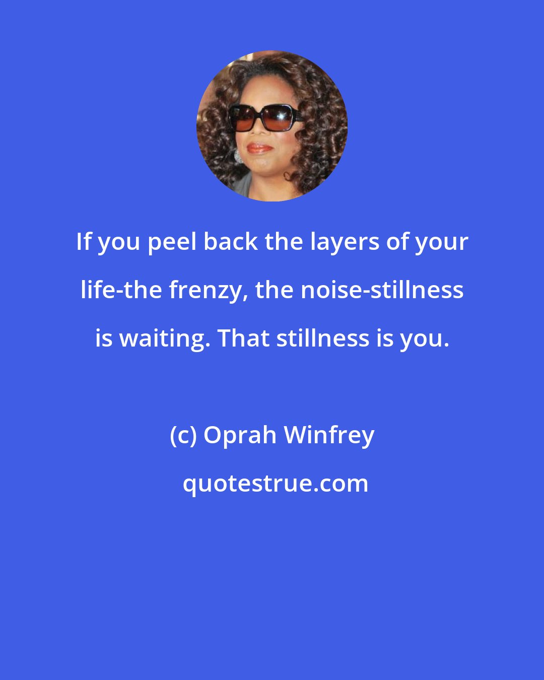 Oprah Winfrey: If you peel back the layers of your life-the frenzy, the noise-stillness is waiting. That stillness is you.