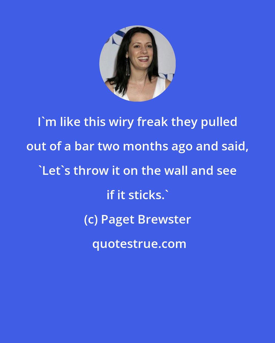Paget Brewster: I'm like this wiry freak they pulled out of a bar two months ago and said, 'Let's throw it on the wall and see if it sticks.'