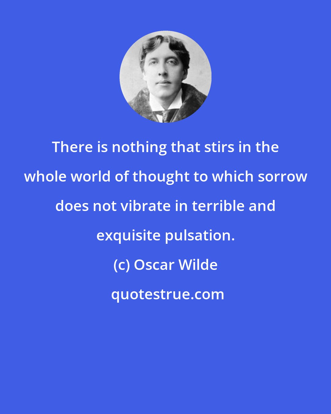 Oscar Wilde: There is nothing that stirs in the whole world of thought to which sorrow does not vibrate in terrible and exquisite pulsation.