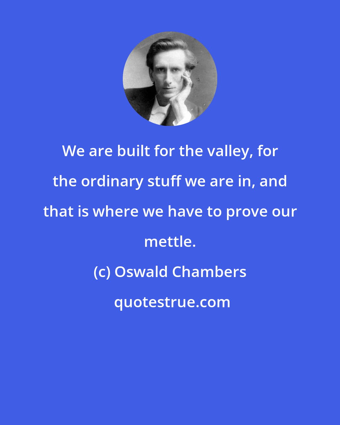 Oswald Chambers: We are built for the valley, for the ordinary stuff we are in, and that is where we have to prove our mettle.