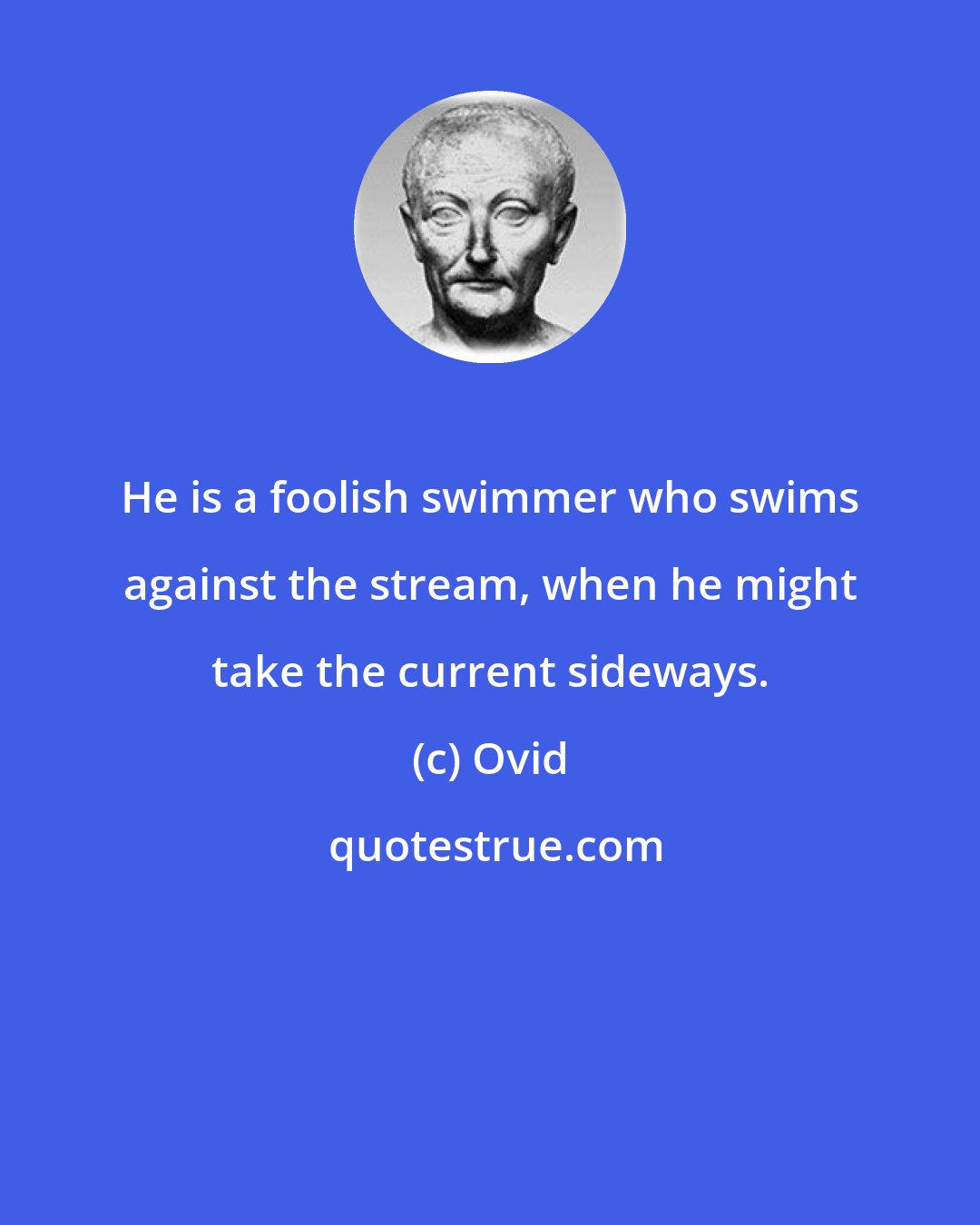 Ovid: He is a foolish swimmer who swims against the stream, when he might take the current sideways.