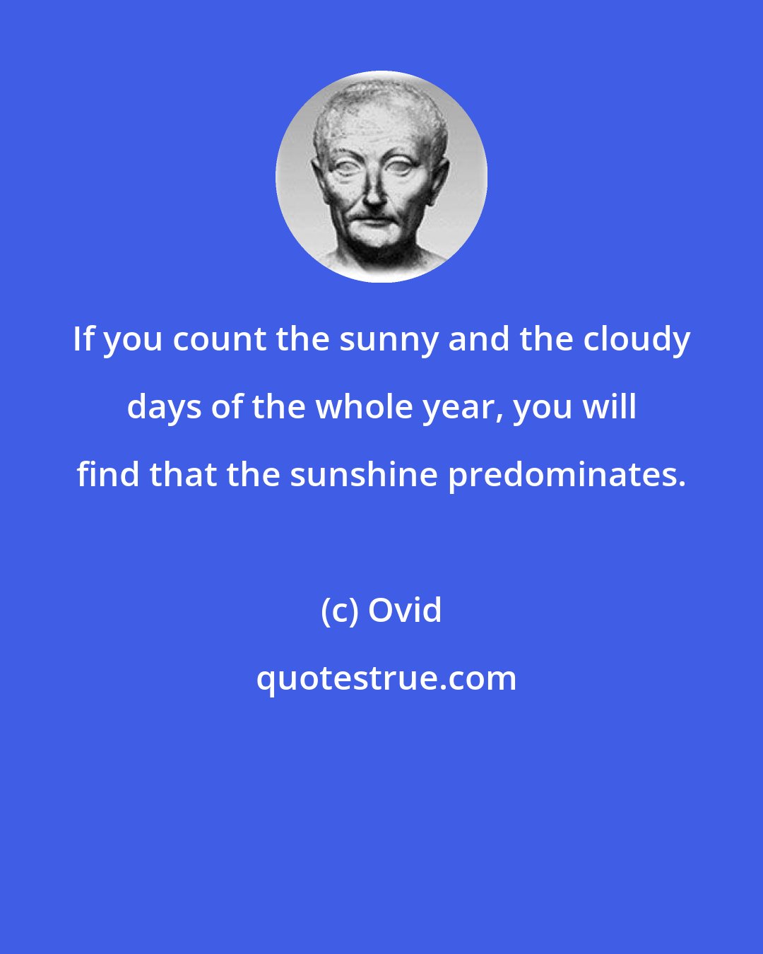 Ovid: If you count the sunny and the cloudy days of the whole year, you will find that the sunshine predominates.