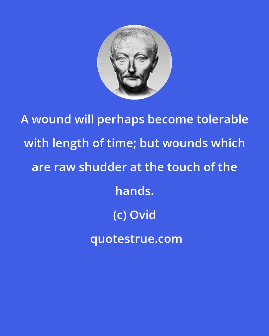 Ovid: A wound will perhaps become tolerable with length of time; but wounds which are raw shudder at the touch of the hands.