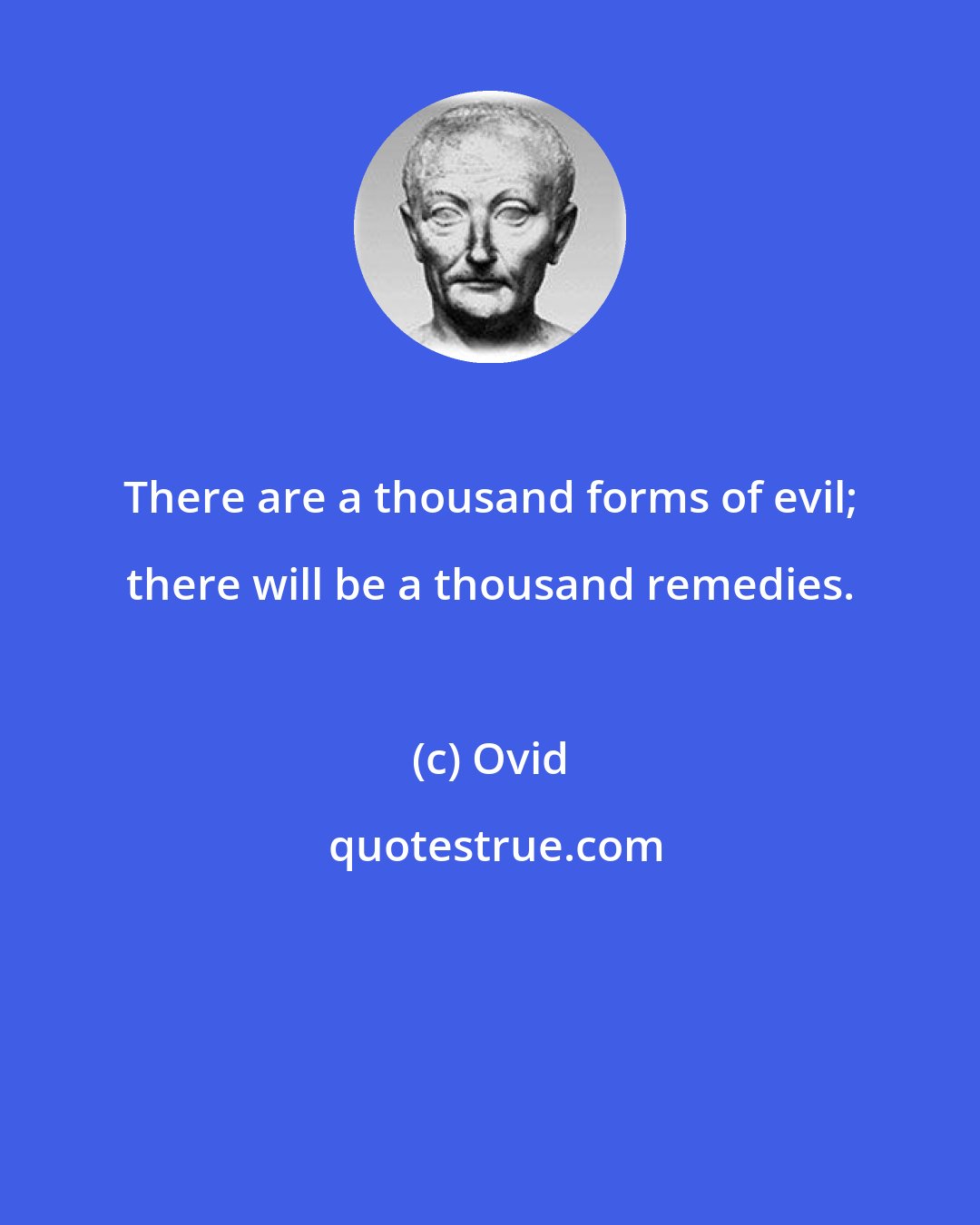 Ovid: There are a thousand forms of evil; there will be a thousand remedies.