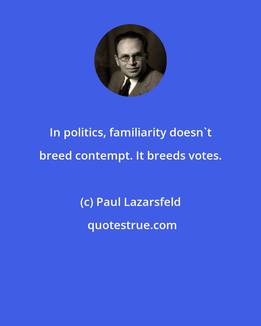 Paul Lazarsfeld: In politics, familiarity doesn't breed contempt. It breeds votes.
