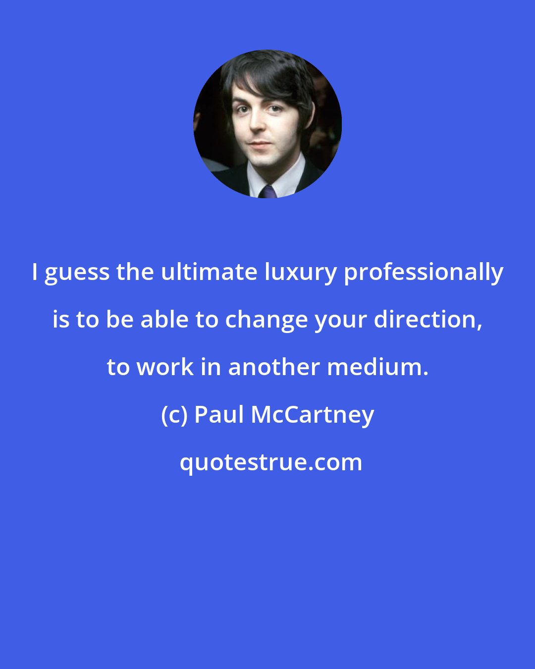 Paul McCartney: I guess the ultimate luxury professionally is to be able to change your direction, to work in another medium.