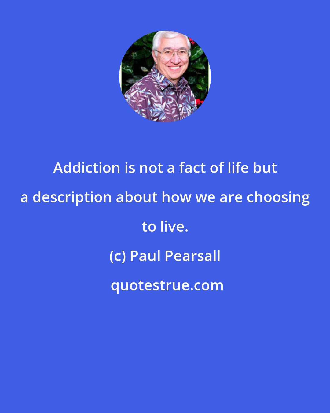Paul Pearsall: Addiction is not a fact of life but a description about how we are choosing to live.