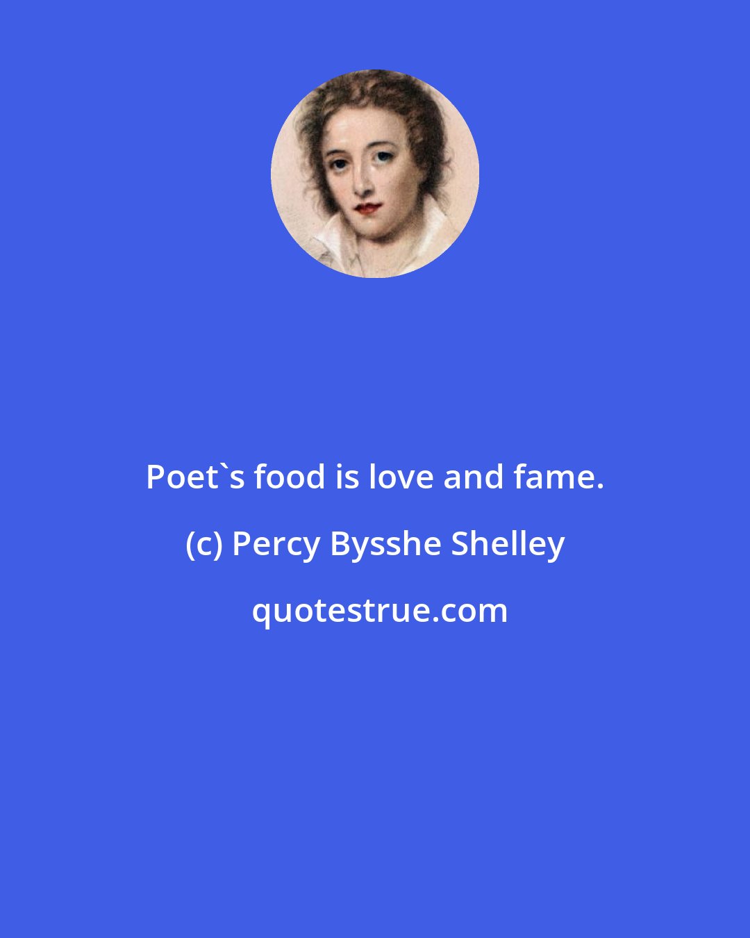 Percy Bysshe Shelley: Poet's food is love and fame.