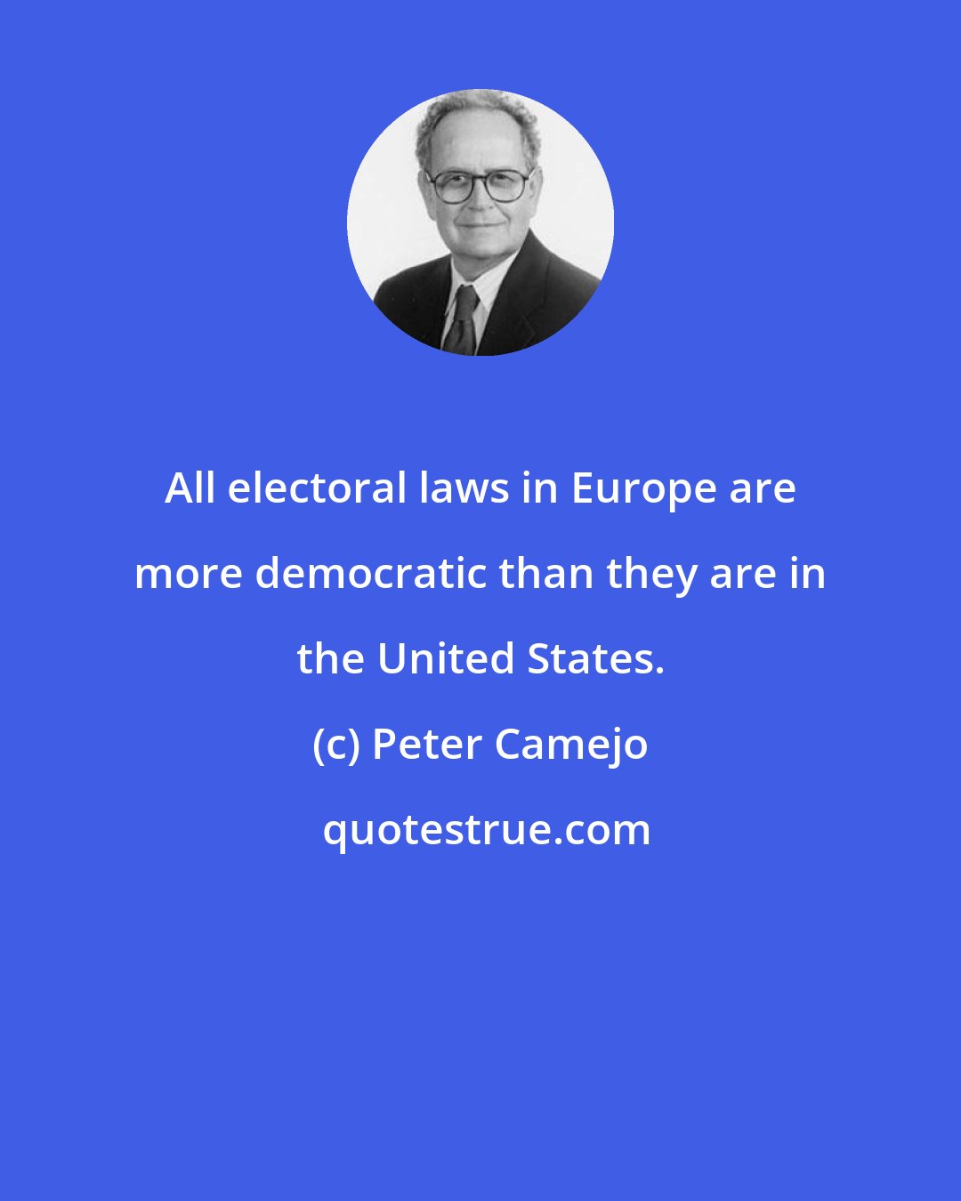 Peter Camejo: All electoral laws in Europe are more democratic than they are in the United States.