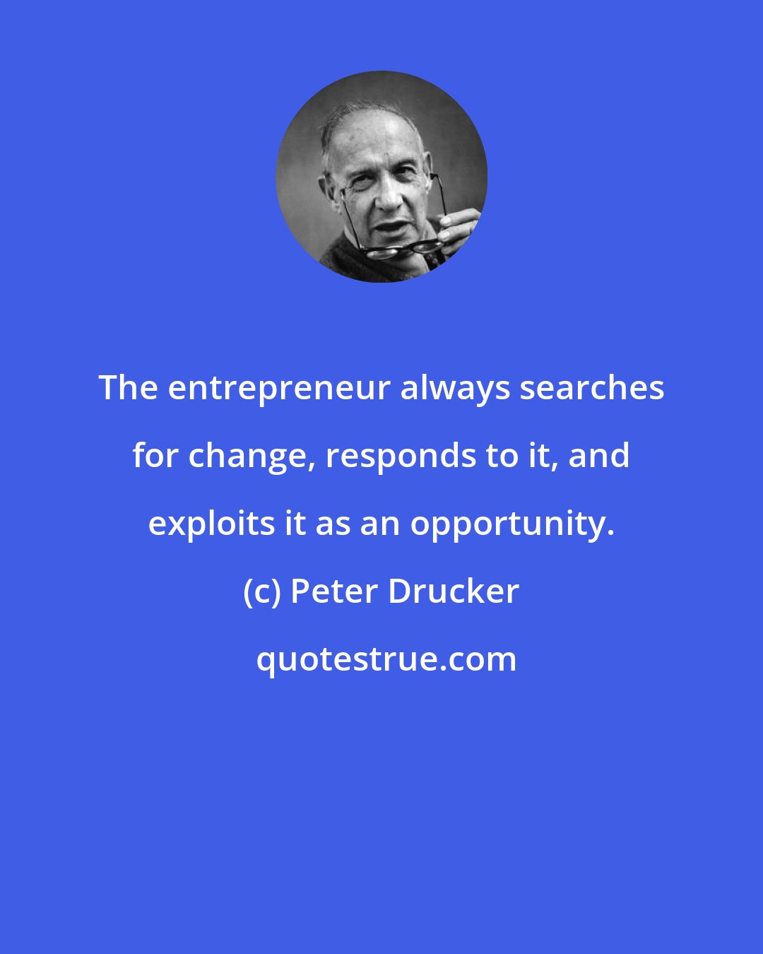 Peter Drucker: The entrepreneur always searches for change, responds to it, and exploits it as an opportunity.