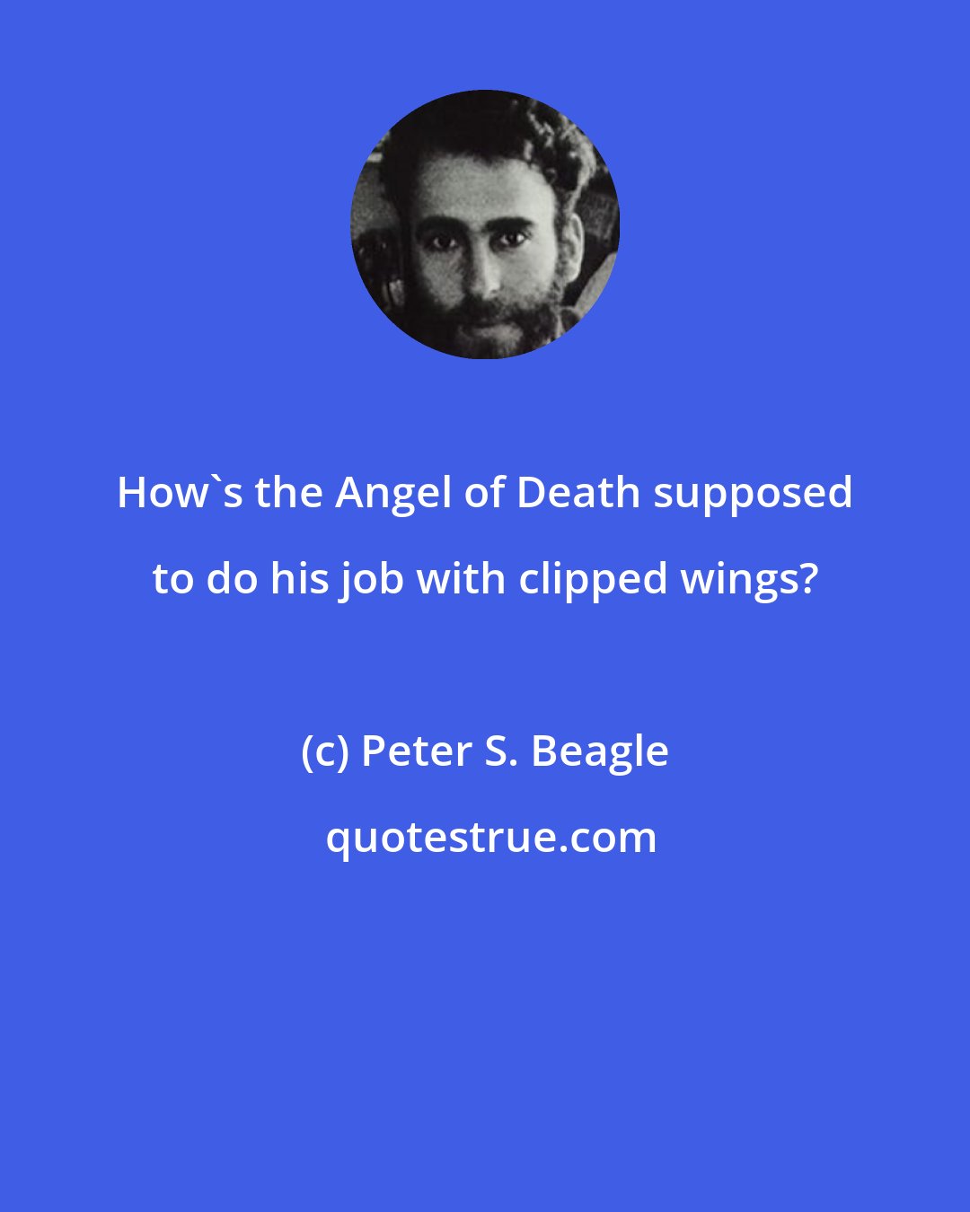 Peter S. Beagle: How's the Angel of Death supposed to do his job with clipped wings?