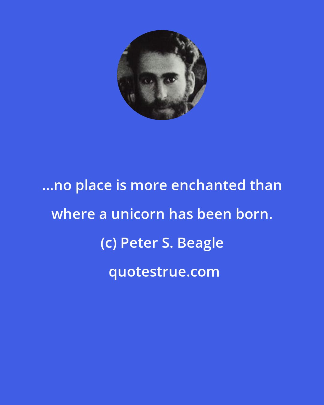 Peter S. Beagle: ...no place is more enchanted than where a unicorn has been born.