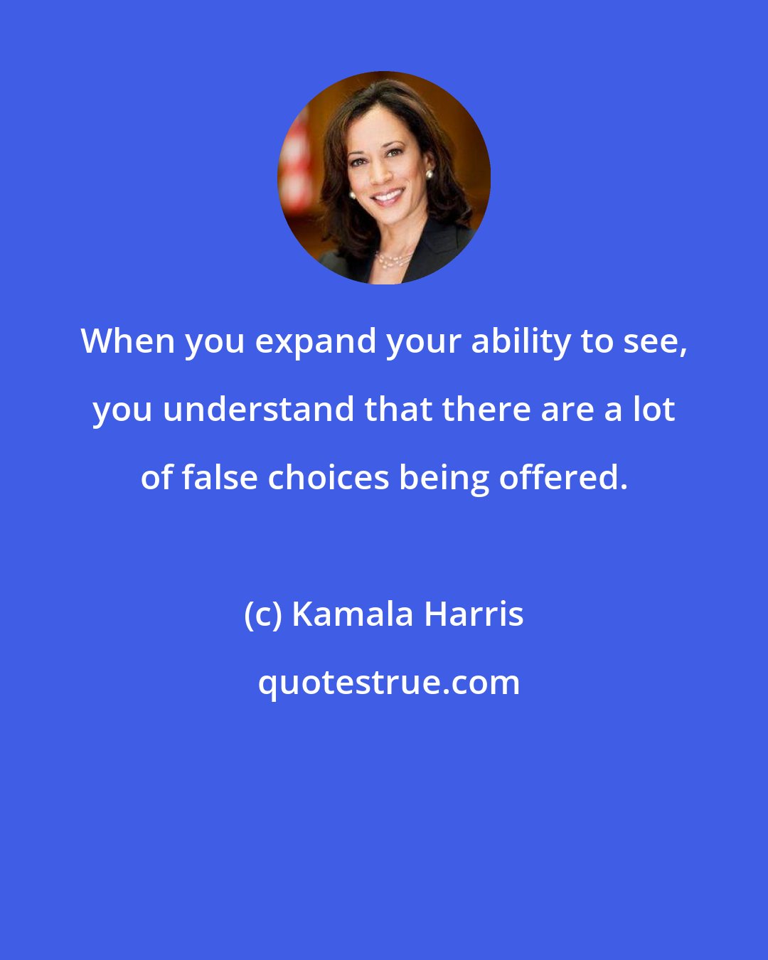 Kamala Harris: When you expand your ability to see, you understand that there are a lot of false choices being offered.