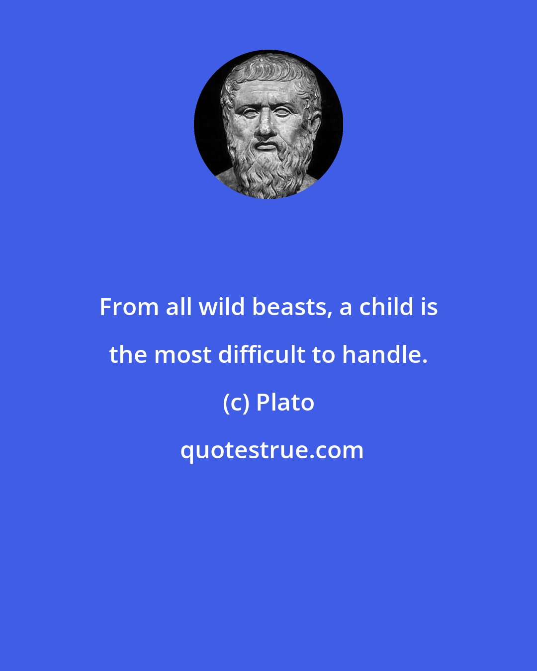 Plato: From all wild beasts, a child is the most difficult to handle.