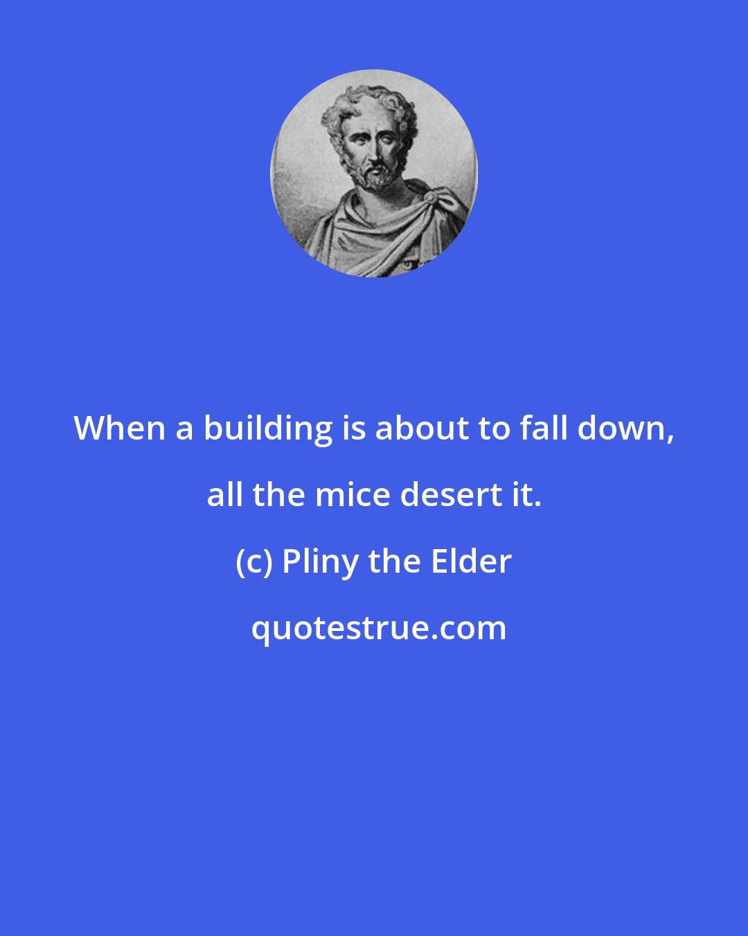 Pliny the Elder: When a building is about to fall down, all the mice desert it.