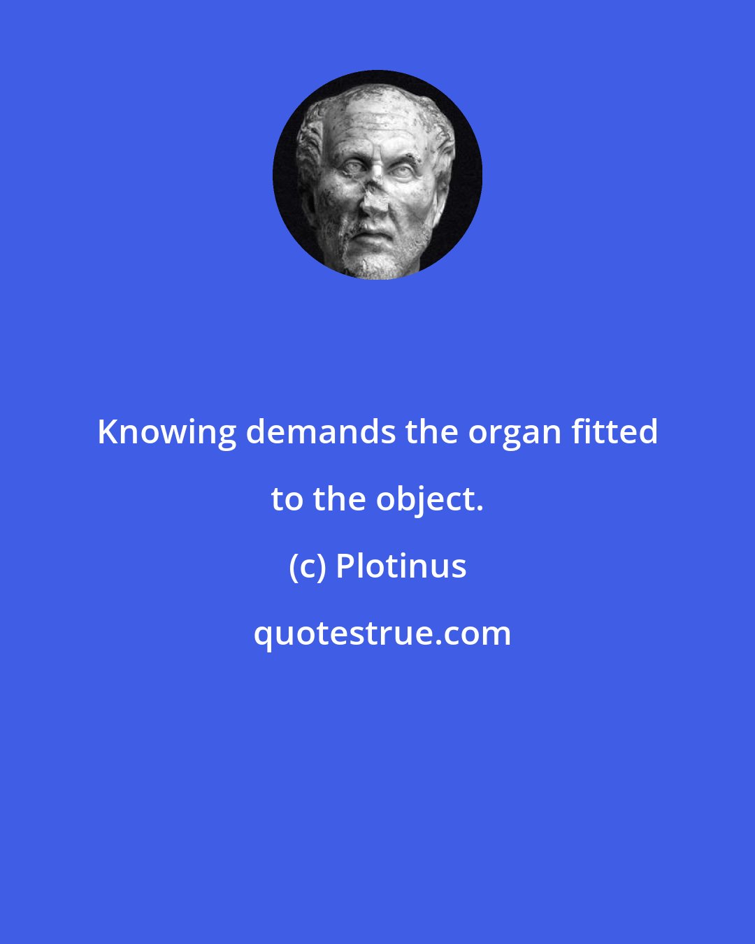 Plotinus: Knowing demands the organ fitted to the object.