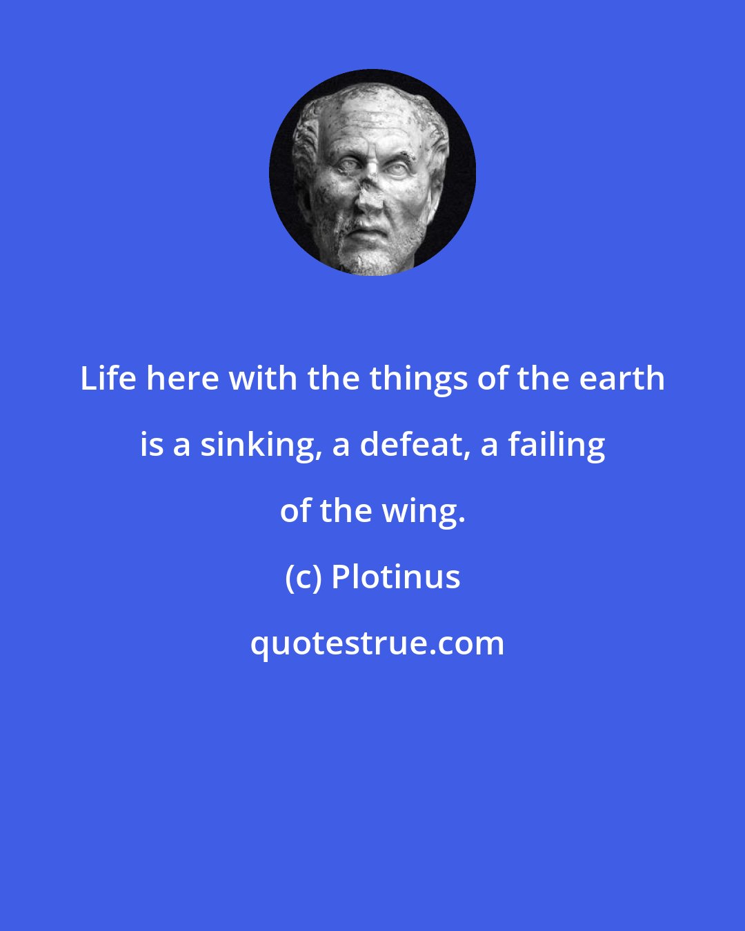 Plotinus: Life here with the things of the earth is a sinking, a defeat, a failing of the wing.