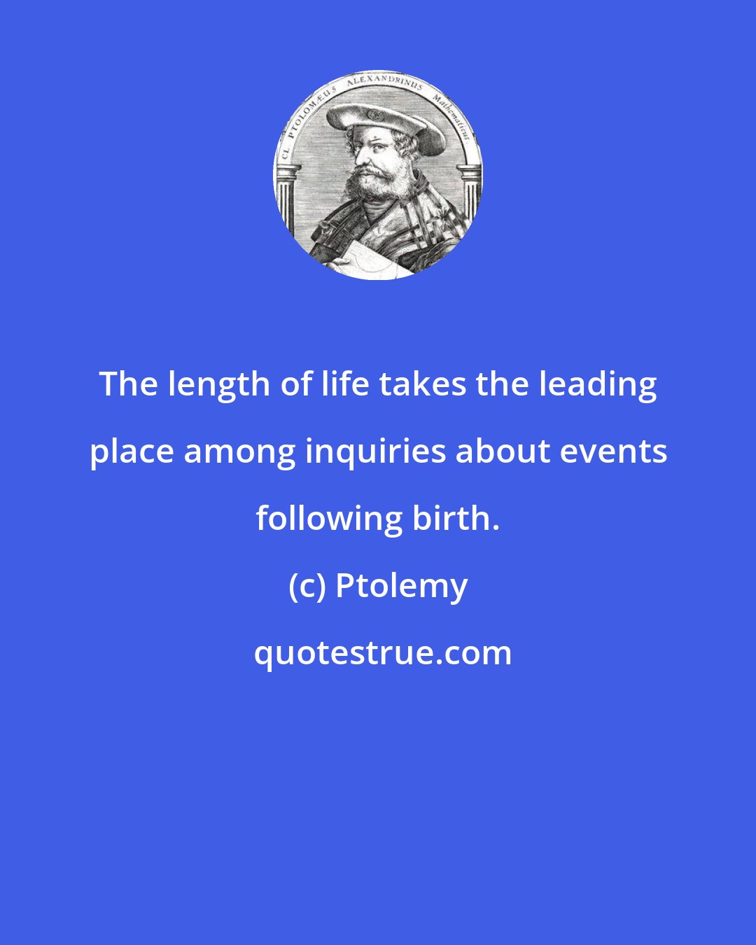 Ptolemy: The length of life takes the leading place among inquiries about events following birth.