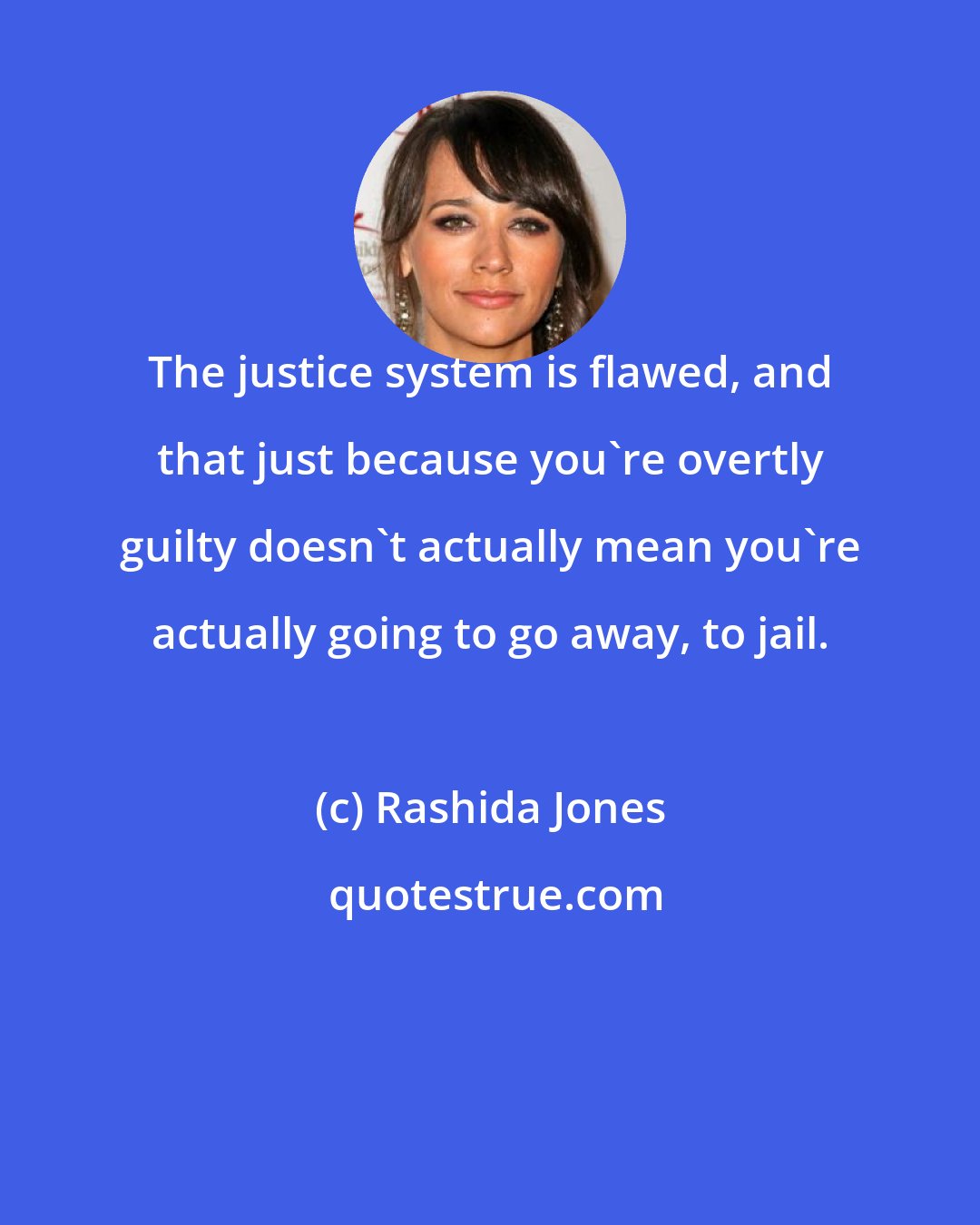 Rashida Jones: The justice system is flawed, and that just because you're overtly guilty doesn't actually mean you're actually going to go away, to jail.