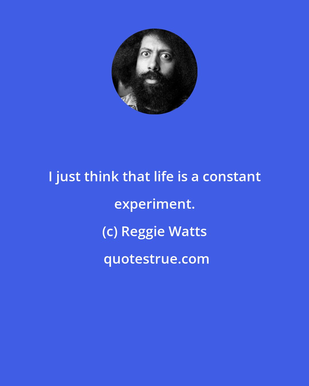 Reggie Watts: I just think that life is a constant experiment.