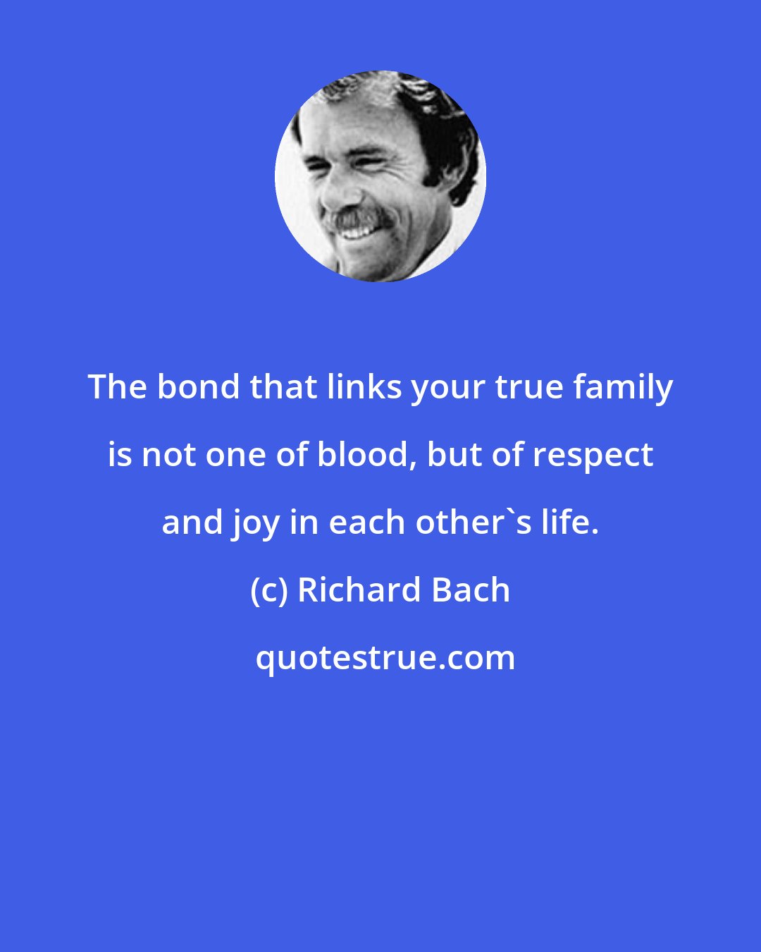Richard Bach: The bond that links your true family is not one of blood, but of respect and joy in each other's life.