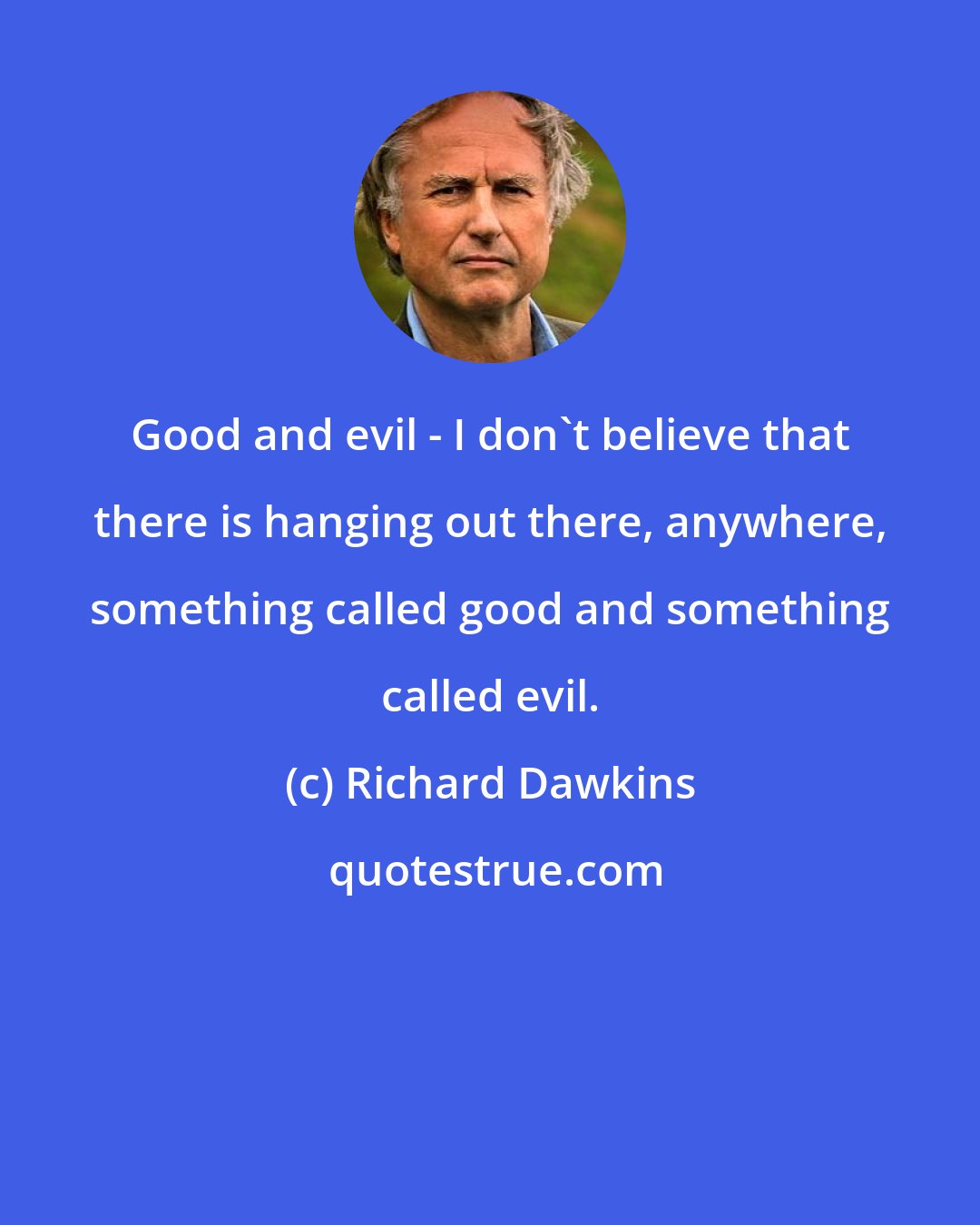Richard Dawkins: Good and evil - I don't believe that there is hanging out there, anywhere, something called good and something called evil.