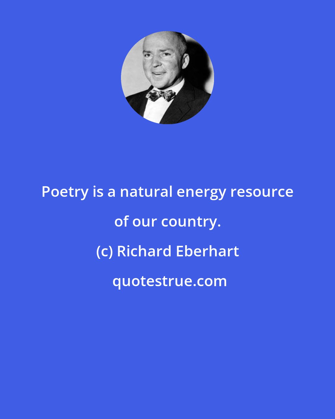 Richard Eberhart: Poetry is a natural energy resource of our country.