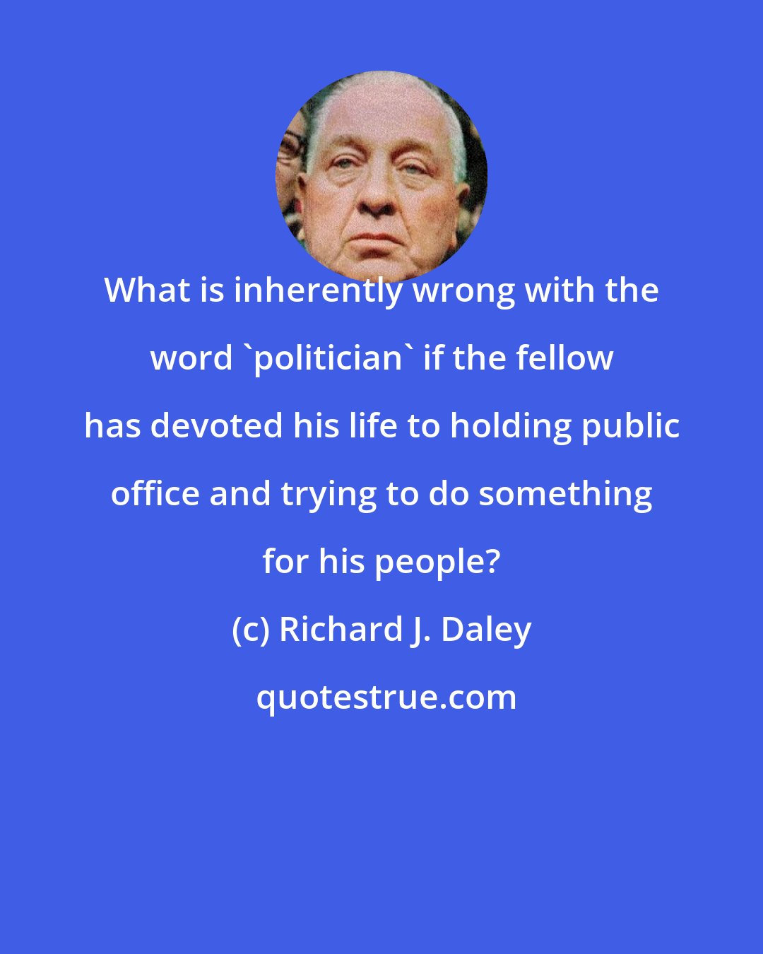 Richard J. Daley: What is inherently wrong with the word 'politician' if the fellow has devoted his life to holding public office and trying to do something for his people?