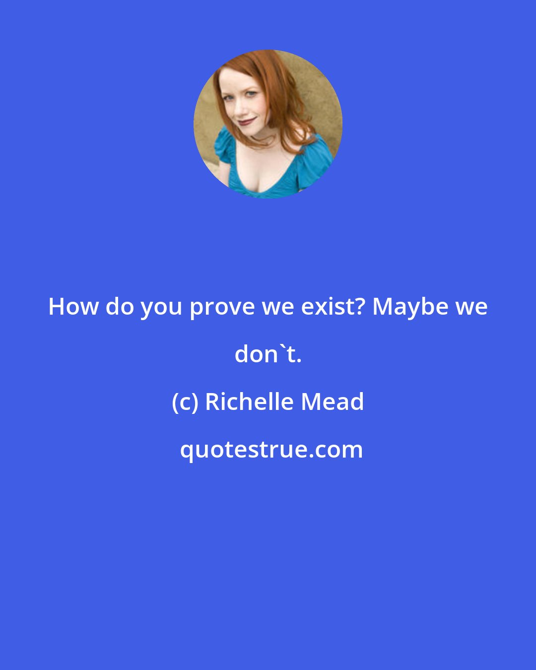 Richelle Mead: How do you prove we exist? Maybe we don't.