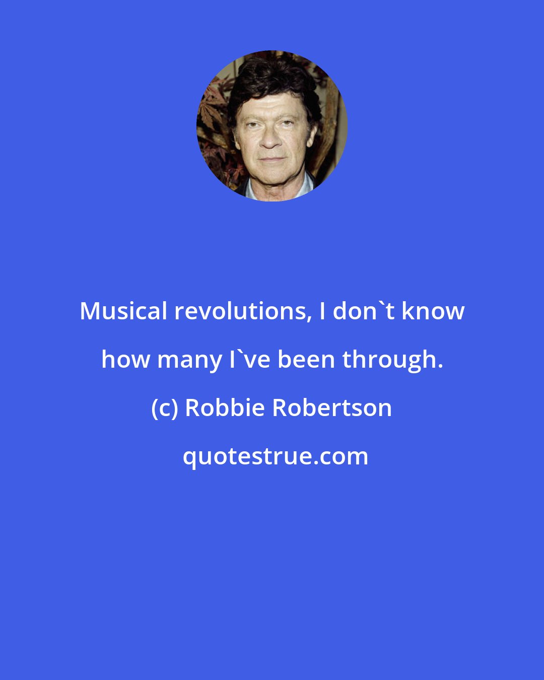 Robbie Robertson: Musical revolutions, I don't know how many I've been through.