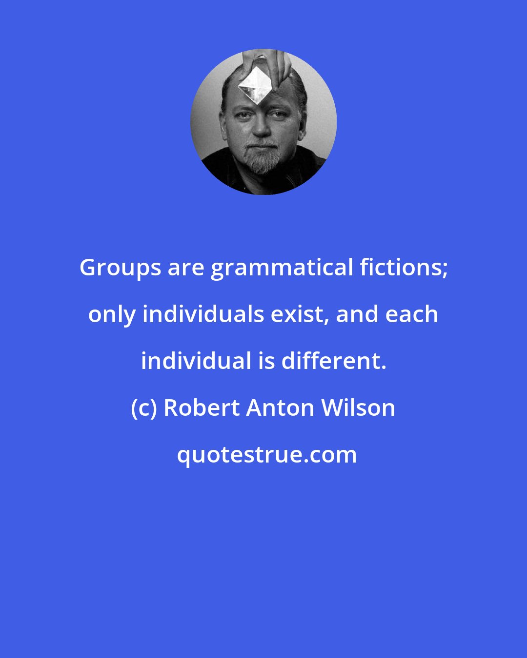 Robert Anton Wilson: Groups are grammatical fictions; only individuals exist, and each individual is different.