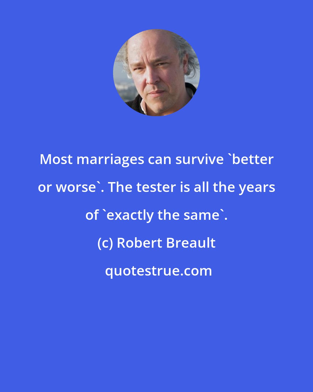 Robert Breault: Most marriages can survive 'better or worse'. The tester is all the years of 'exactly the same'.